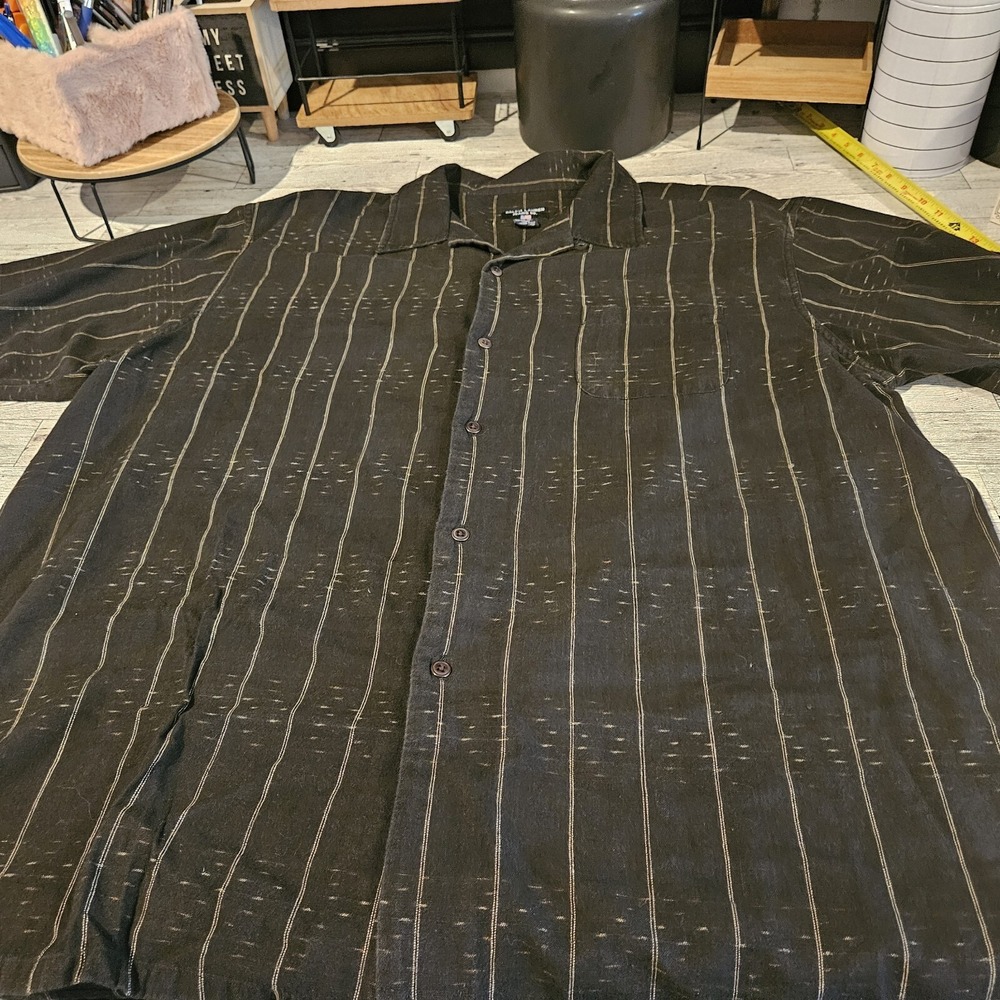 Ralph Lauren Jeans Shirt Mens Extra Large Black Striped Short‎ Sleeve